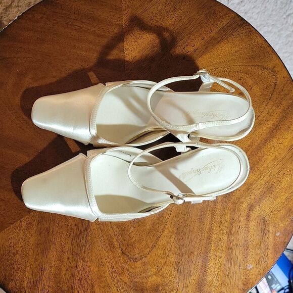 MICHEALANGELO METALLIC OFF WHITE KERRI DAVID BRIDE WEDDING KITTEN HEEL - Picture 7 of 15